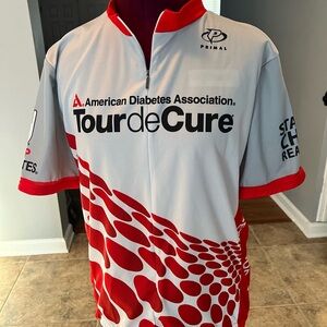 Primark Red and White Men's Shirt TourdeCure Bicycle Jersey
